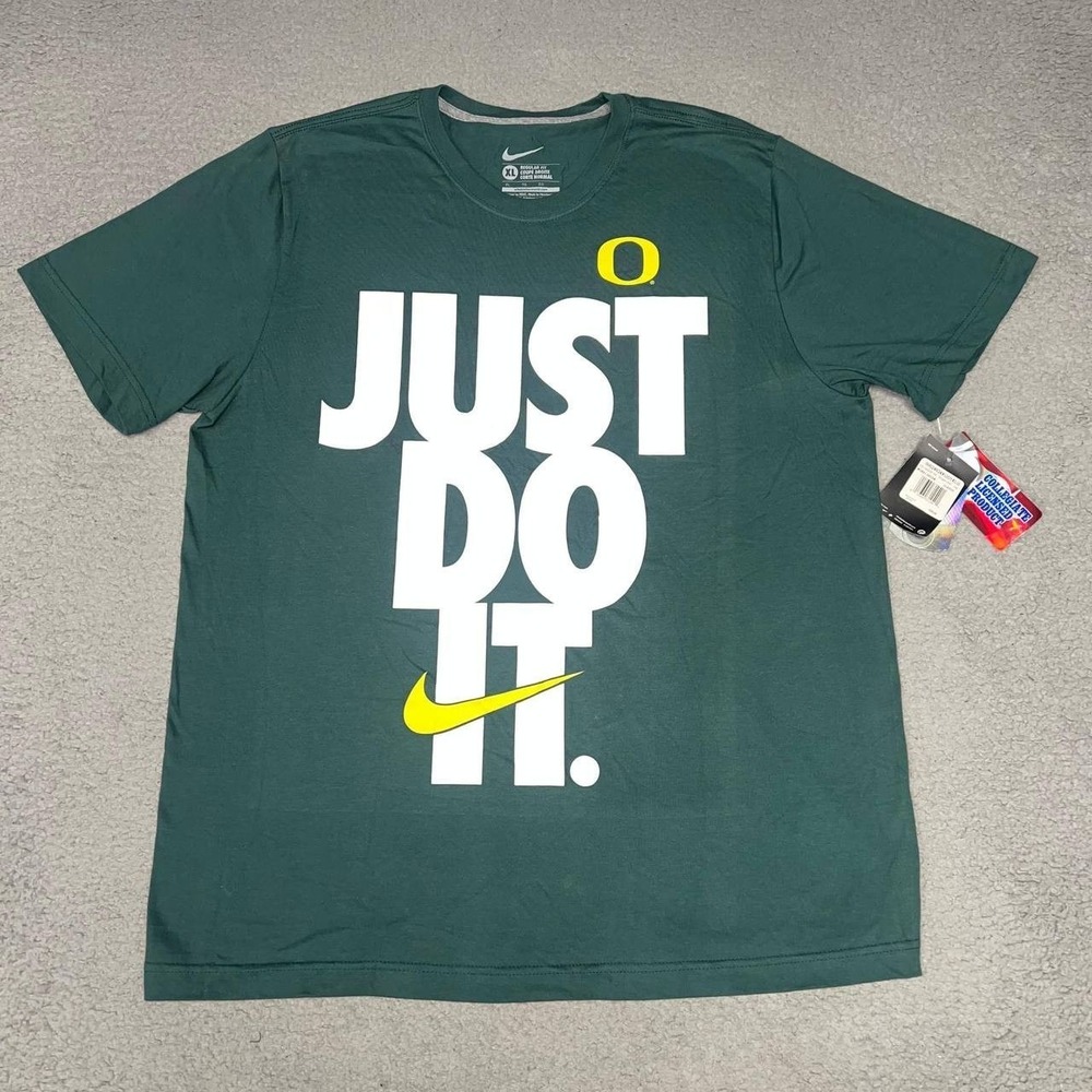 NWT Nike Oregon Ducks Just Do It T Shirt Men's XL Green Regular Fit College Tee